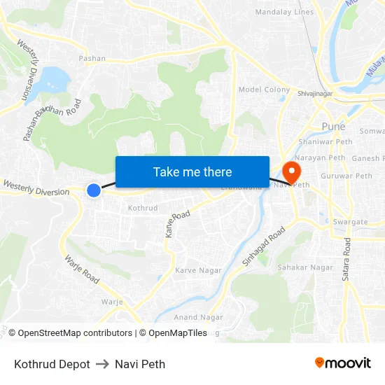 Kothrud Depot to Navi Peth map
