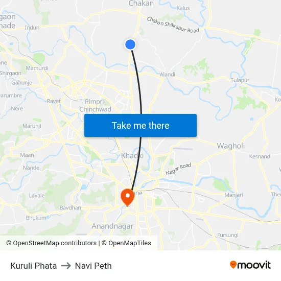 कुरुली फाटा to नवी पेठ map