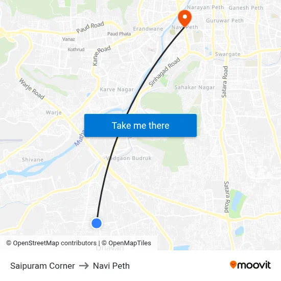 साईपुरम कॉर्नर to नवी पेठ map
