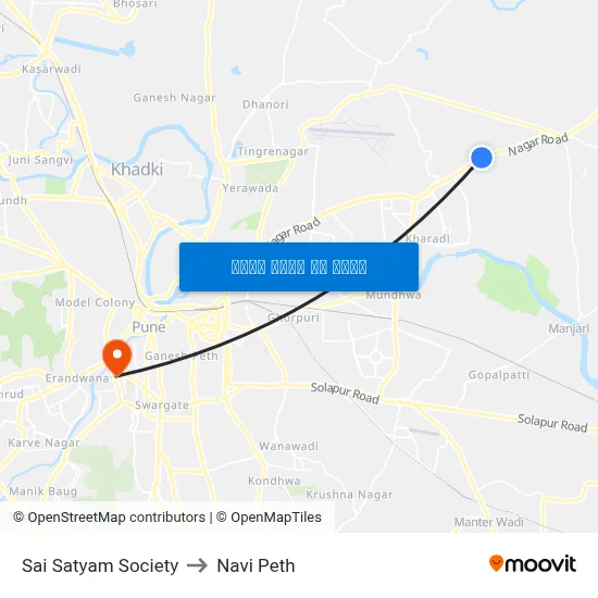 साई सत्यम सोसायटी to नवी पेठ map