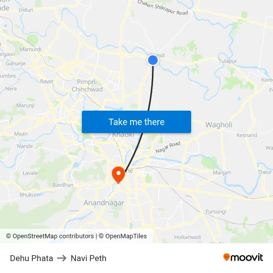 देहू फाटा to नवी पेठ map