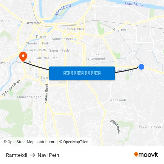 रामटेकडी to नवी पेठ map