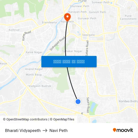 भारती विद्यापीठ to नवी पेठ map