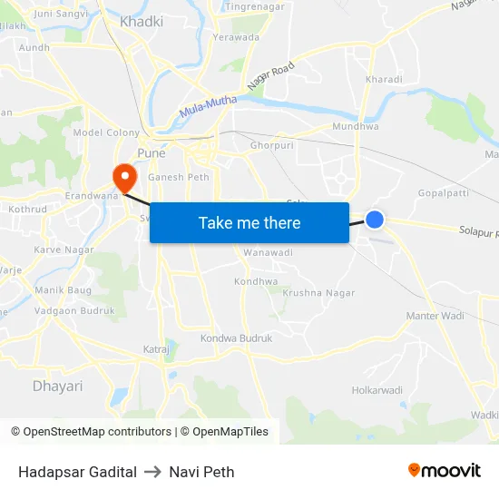 Hadapsar Gadital to Navi Peth map