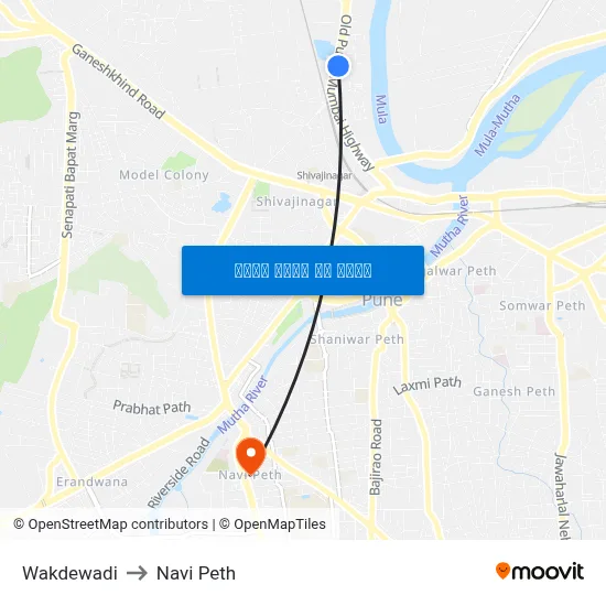 वाकडेवाडी to नवी पेठ map