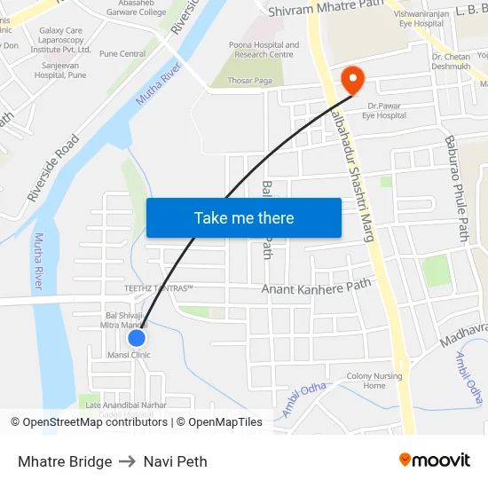 Mhatre Bridge to Navi Peth map