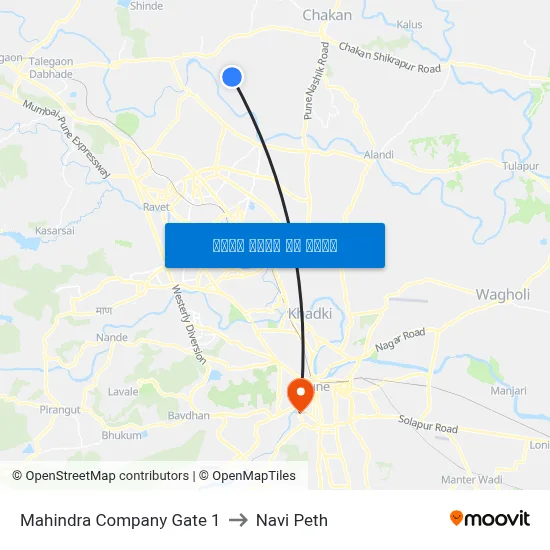 महिंद्रा कंपनी गेट 1 to नवी पेठ map