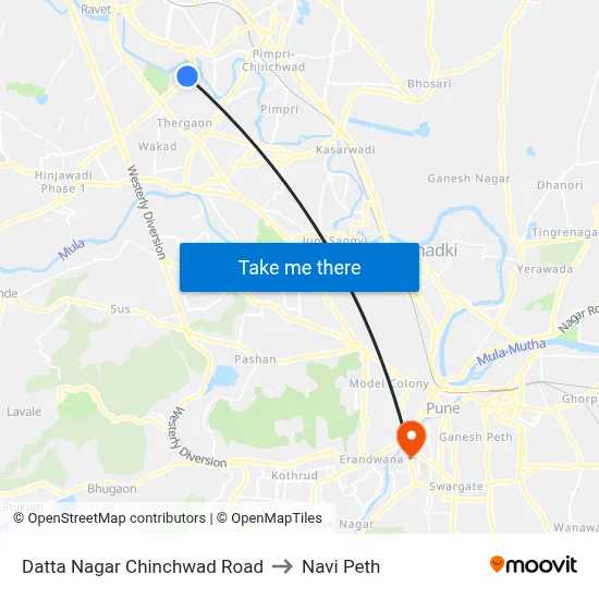 Datta Nagar Chinchwad Road to Navi Peth map