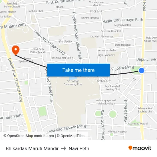भीकरदास मारुति मंदिर to नवी पेठ map