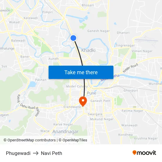फुगेवाड़ी to नवी पेठ map