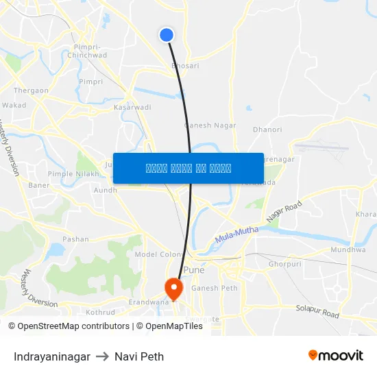 इंद्रायणीनगर to नवी पेठ map