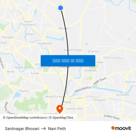 संतनगर भोसरी to नवी पेठ map