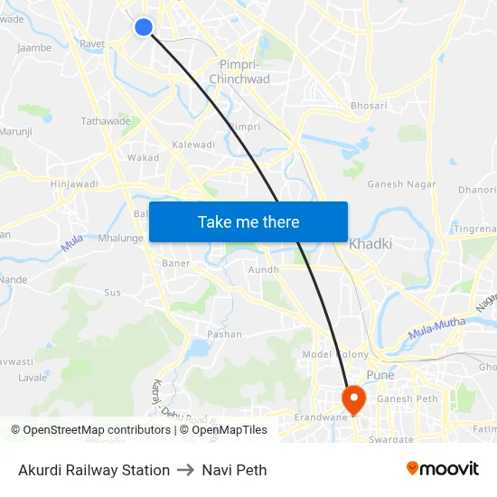 अकुर्दी रेलवे स्टेशन to नवी पेठ map