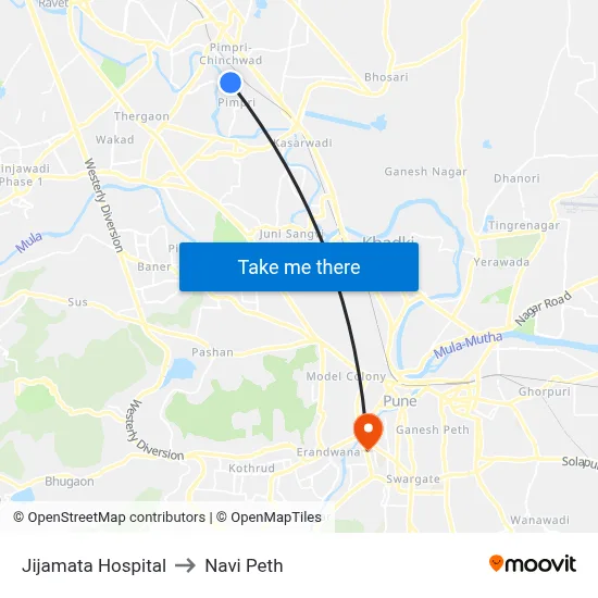 Jijamata Hospital to Navi Peth map