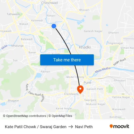 काटे पाटिल चौक / स्वराज गार्डन to नवी पेठ map