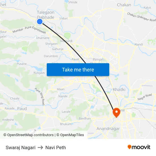 स्वराज नगरी to नवी पेठ map