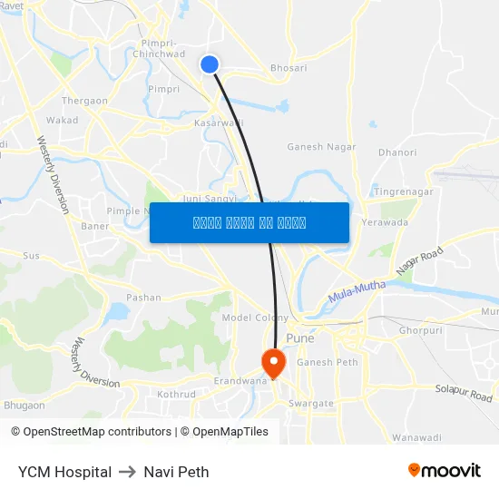 वाय.सी.एम. हॉस्पिटल to नवी पेठ map