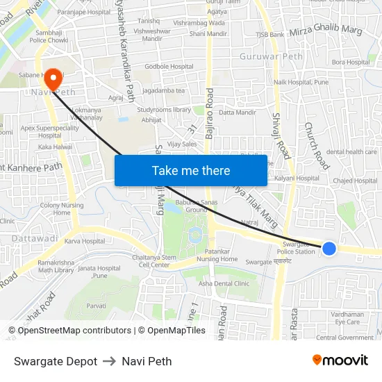 स्वारगेट डेपो to नवी पेठ map