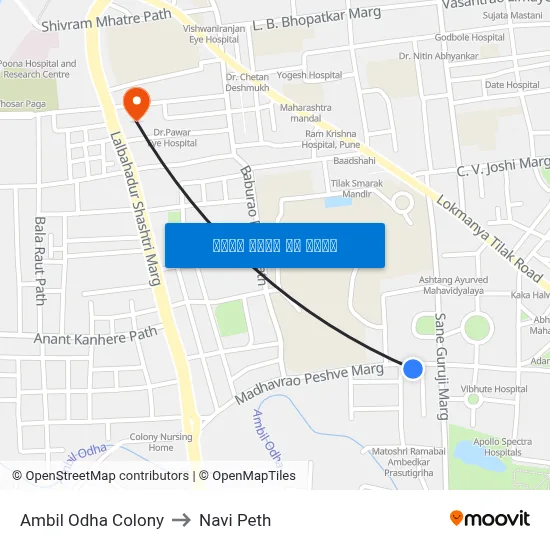 अंबिल ओढा कॉलोनी to नवी पेठ map