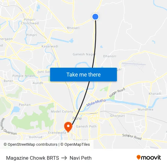 Magazine Chowk BRTS to Navi Peth map