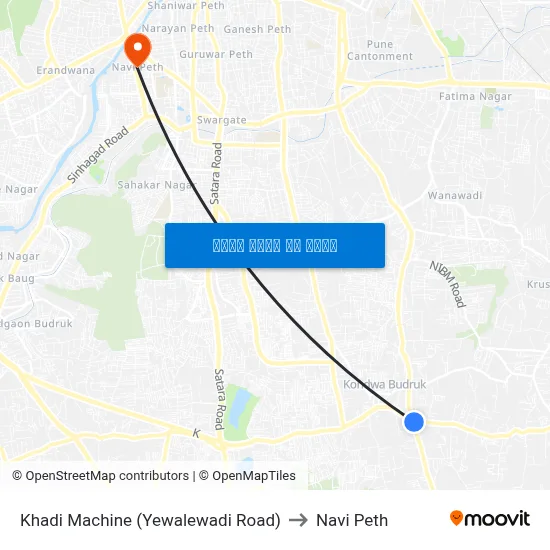 खादी मशीन (येवलेवाडी रोड) to नवी पेठ map