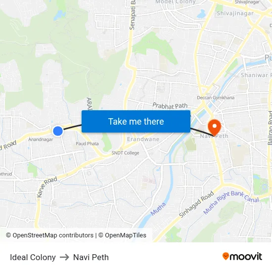 आदर्श कॉलोनी to नवी पेठ map