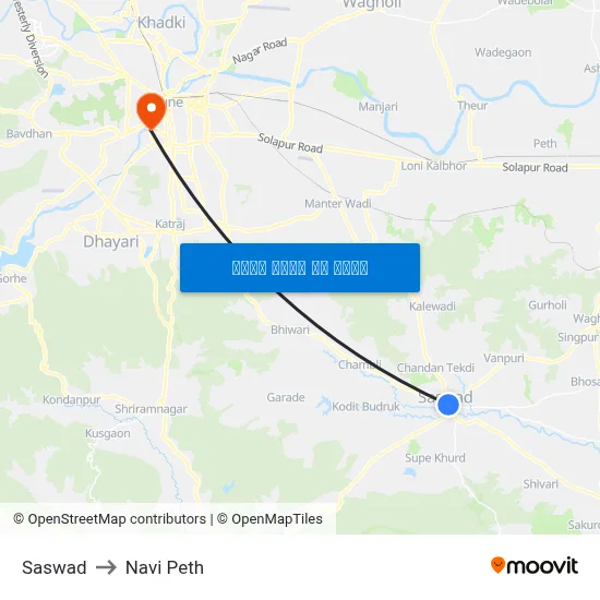 सासवाड़ to नवी पेठ map