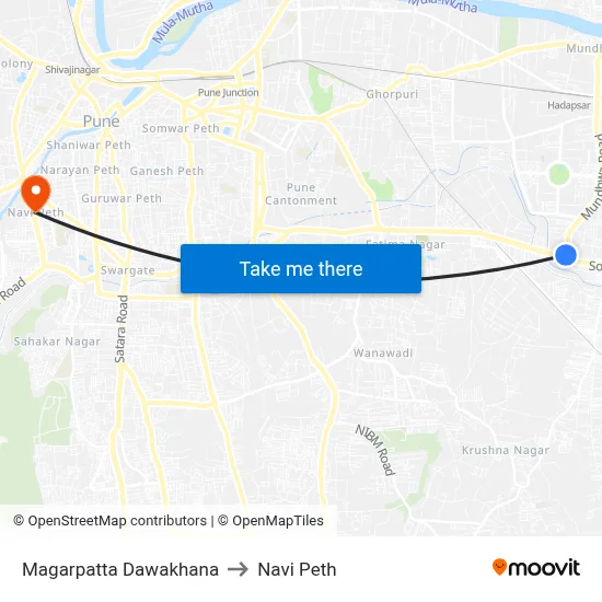 Magarpatta Dawakhana to Navi Peth map