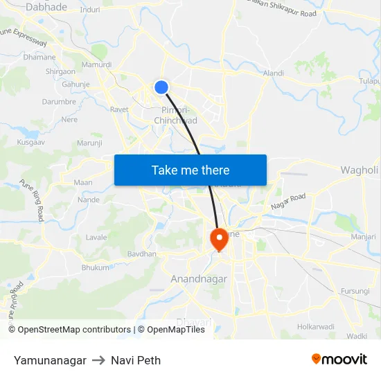 यमुनानगर to नवी पेठ map