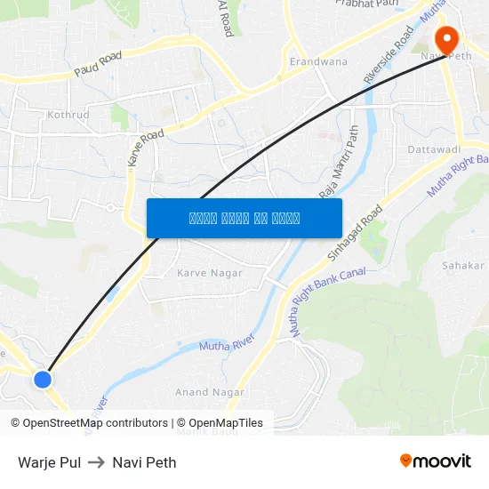 Warje Pul to Navi Peth map