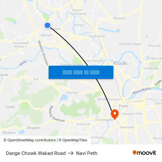 डांगे चौक वाकड रोड to नवी पेठ map