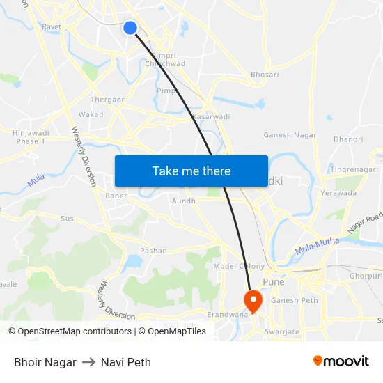 भोईर नगर to नवी पेठ map