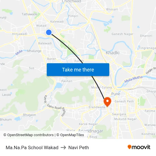मा.न.पा स्कूल वाकड to नवी पेठ map