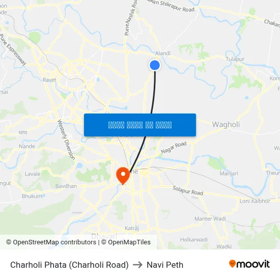 चऱ्होली फाटा (चऱ्होली रोड) to नवी पेठ map