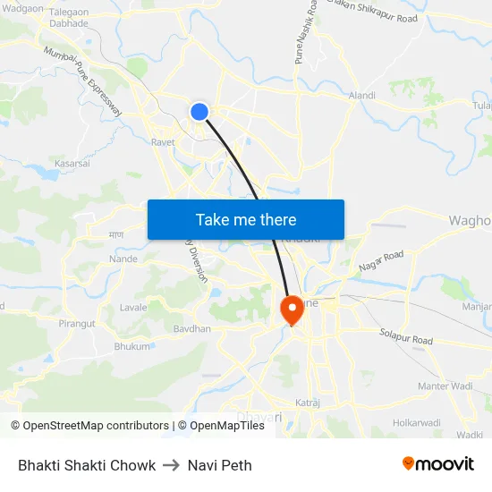 Bhakti Shakti Chowk to Navi Peth map