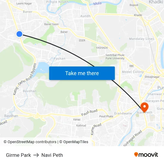 गिरमे पार्क to नवी पेठ map