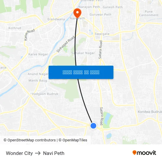 वंडर सिटी to नवी पेठ map