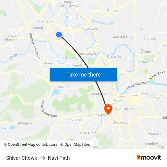Shivar Chowk to Navi Peth map