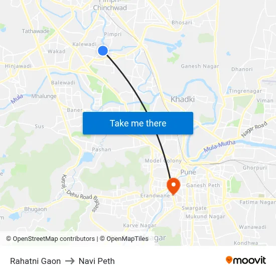 Rahatni Gaon to नवी पेठ map