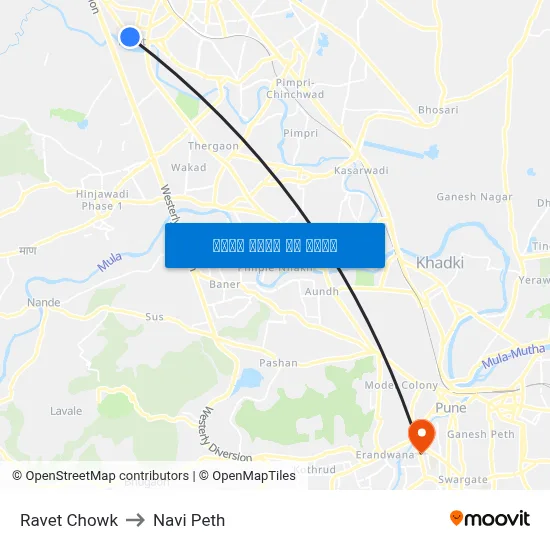 रावेत चौक to नवी पेठ map