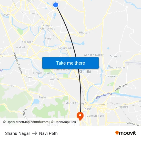 Shahu Nagar to Navi Peth map