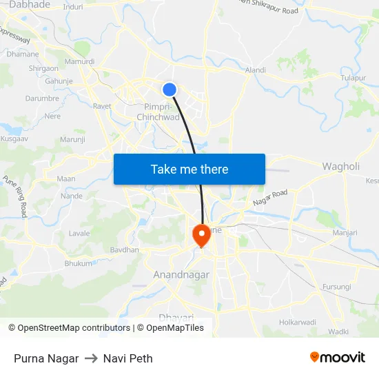 पूर्णा नगर to नवी पेठ map