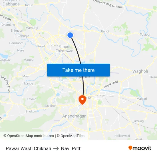 पवार वस्ती चिखली to नवी पेठ map
