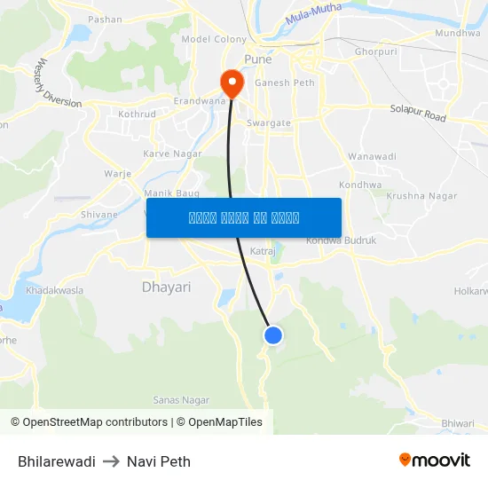 भिलारेवाडी to नवी पेठ map