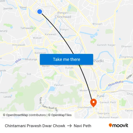 चिंतामणी प्रवेश द्वार चौक to नवी पेठ map