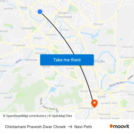 चिंतामणी प्रवेश द्वार चौक to नवी पेठ map