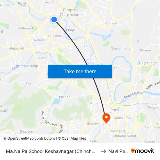 मा.न.पा स्कूल केशवनगर (चिंचवड) to नवी पेठ map
