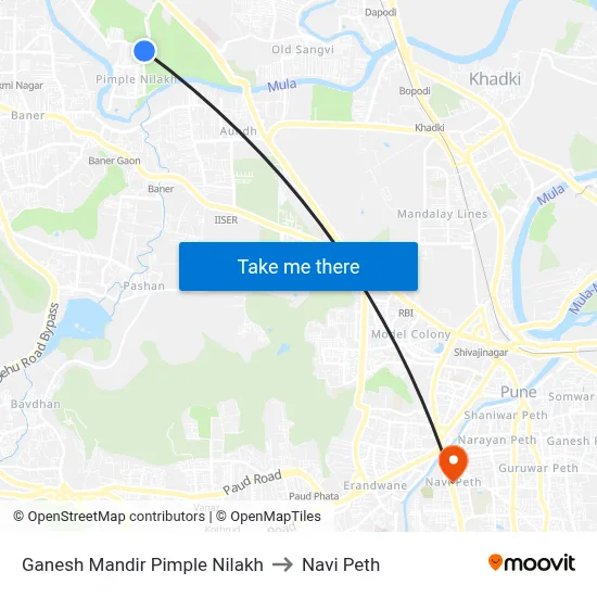 गणेश मंदिर पिंपले निलख to नवी पेठ map