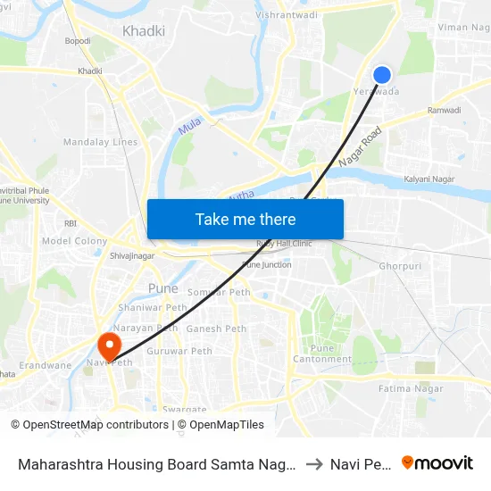Maharashtra Housing Board Samta Nagar to नवी पेठ map