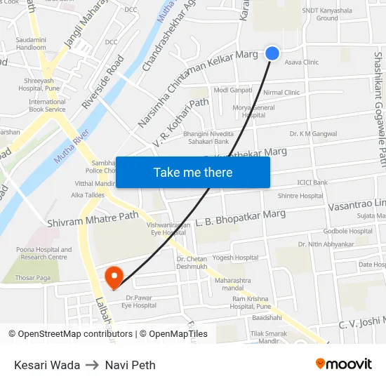 Kesari Wada to Navi Peth map